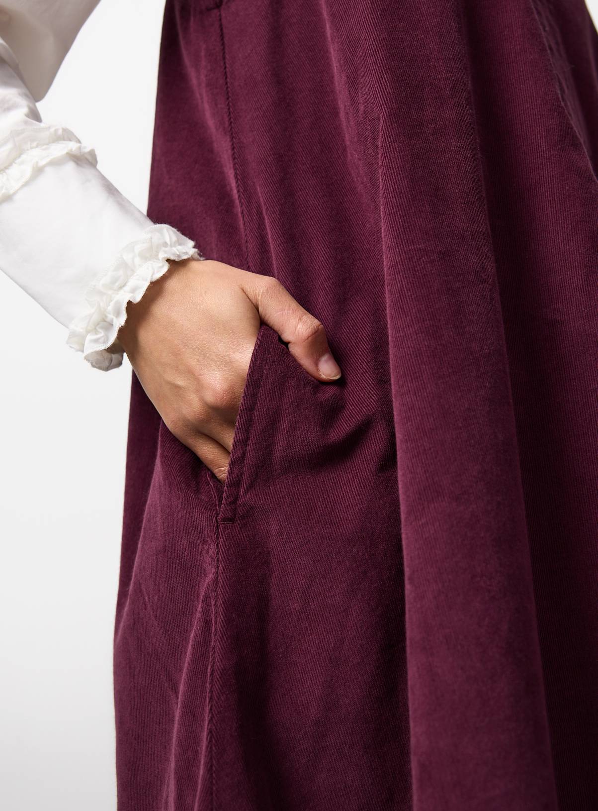 Dark Red Corduroy Midi Dress 6 - Image 3